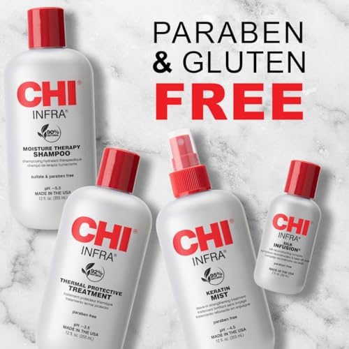 CHI Home Stylist Kit, 12 Oz Infra Shampoo, 12 Oz Treatment, 12 Oz Keratin Mist & 2 Oz Silk Infusion, Sulfate, Paraben, & Cruelty-Free, 4 Products
