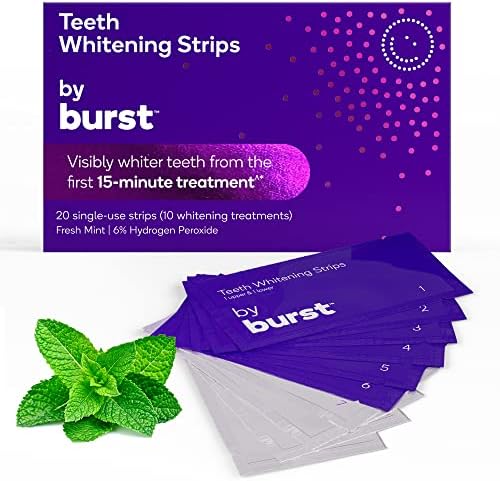 Burst Sensitive Teeth Friendly Whitening Strip Kit (Mint + Coconut) | 10 Treatments with No-Slip Grip | Visible Results in Just 15 Minutes