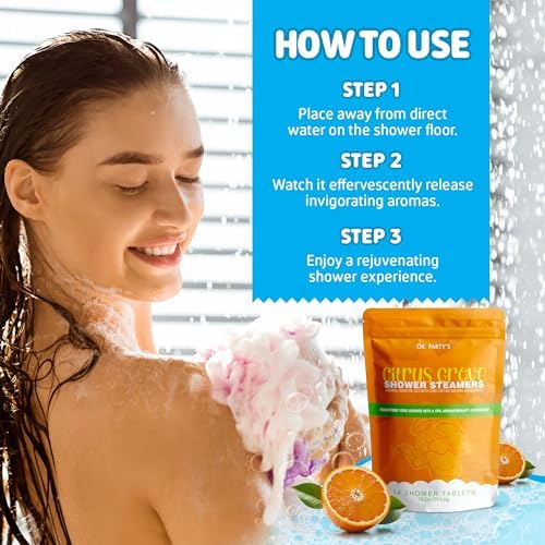 Citrus Grove Scented Shower Steamers - Aromatherapy Shower Tablets, Dermatologist Approved, Pack of 14