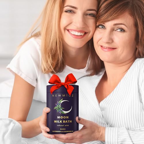 Cleansing Sage Moon Milk Bath Soak - Lavender Chamomile - Moisturize & Soften Skin Spiritual Stress Relief Gifts for Women Destress Luxury Spa Bath Salt Powder Birthday Perfect Stocking Stuffers