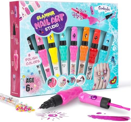Kids Nail Polish Set for Girls, Nail Art Kit for Ages 7-12 - Girl Gifts - Nail Polish Non Toxic Girl Stuff for Spa Makeup Manicures - Birthday Gift Toys for Girls 7 8 9 10-12 Years Old