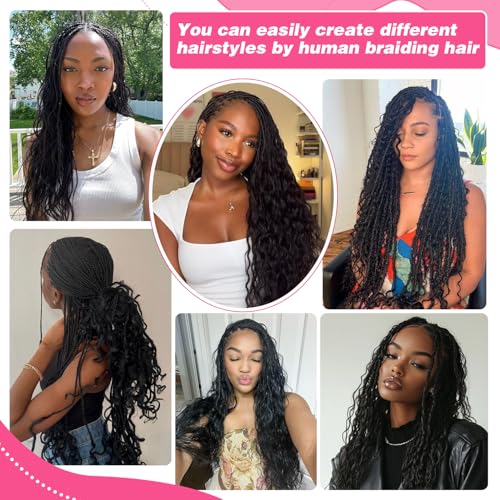 Human Braiding Hair 100g One Bundle/Pack 18 Inch Natural Black Body Wave Curly Bulk Human Hair for Braiding No Weft 100% Unprocessed Brazilian Human Hair Braiding Hair for Boho Braids
