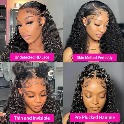 200% Density 28 Inch 13x6 Deep Wave Lace Front Wigs Curly Human Hair Wig Wet And Wavy HD Lace Front Wigs Human Hair Pre Plucked Frontal