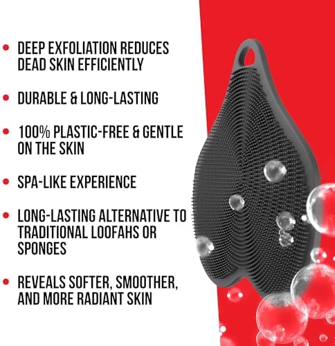HAPPY NUTS Silicone Body Scrubber, Exfoliating Body Scrubber for Sensitive Skin, Sustainable Shower Scrubber for Body, Silicone Body Brush for Showering (1 Pack, Scrubber)