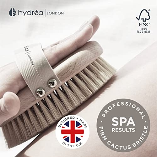 Hydrea London Dry Brushing Body Brush with Cactus Bristle - Cellulite Remover, Vegan Best Dry Brush for Flawless Skin, Helps Improve Lymphatic Drainage - FSC® Certified Beechwood.