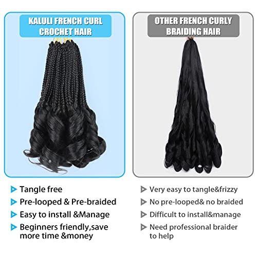 Crochet Hair for Women 10 Inch Crochet Braids Box Braids French Curl Braiding Hair Pre Looped Crochet Hair Short French Curl Crochet Braids with Curly Ends Extensions Braids (1B)