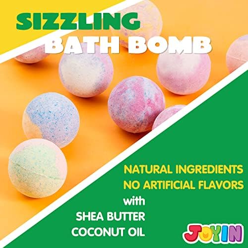 JOYIN Big Bath Bombs for Kids with Mochi Toy, 12 Pack Bubble Bath Bombs with Surprise Toy Inside, Natural Essential Oil SPA Bath Fizzies Set, Party Favors for Boys Girls Birthday Gifts