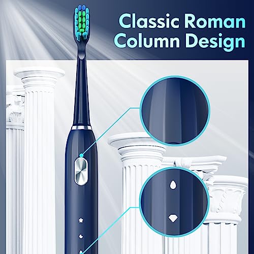 DADA-TECH Electric Toothbrush for Adults Kids Electric Toothbrush Rechargeable Sonic Toothbrush Ultrasonic Toothbrush with Timer, 9 Brush Heads, 5 Cleaning Modes 4-Hour Charge Lasts 60 Days (Blue)
