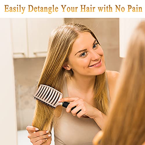 KTKUDY Detangling Brush Getting Knots Out without Pain - Boar Bristles Hairbrush Make Hair Shiny & Healthier Vented Detangler Brush for Women Men Kids Wet and Dry Hair