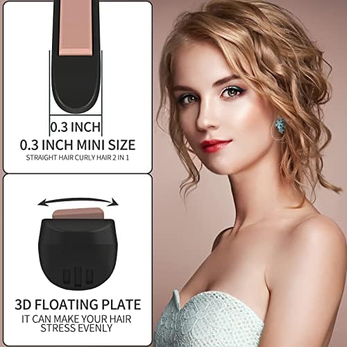 K&K Mini Flat Iron for Short Hair 3/10 inch Small Hair Straightener for Pixie & Beard creamic Flat Iron for Women Dual Voltage, Auto Shut Off