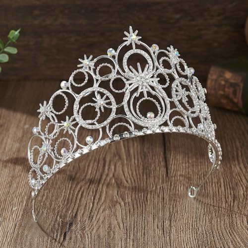 Crystal Crowns for Women, Crystal Bubble TiaraBride Royal Queen Headband Princess Headpieces for Women Bridal Wedding Prom Birthday Party Crowns