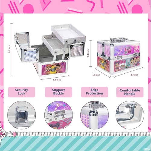 L.O.L. Surprise! Train Case Cosmetic Makeup Set Includes Lip Gloss, Eye Shimmer, Nail Polish, Hair Accessories & More, Perfect for Parties, Sleepovers & Makeovers, Ages 5+, by Townley Girl