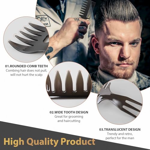Hair Brush for Men, DUAIU 7Pcs Combs for Men, Hair Styling Comb Set with Vent Hair Brush, Quiff Round Hair Brush, Wide Tooth Comb, Texture Comb for Blow Drying, Detangling, Grooming, Hairdressing