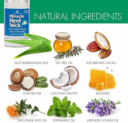 Heel Balm for Dry Cracked Feet - Miracle Heel Stick for Cracked Heel Repair - Heel Balm Stick for Cracked Heel Treatment - Formulated with Pure Aloe Vera, Tea Tree Oil, Shea & Cocoa Butters | 2.5 oz