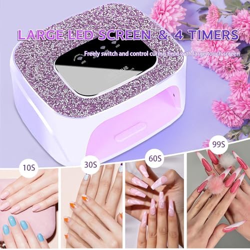 Cordless Nail Lamp 168W Rechargeable UV Light for Gel Nails LED Nail Dryer with 4 Timer Modes Perfect for Salon and Home Use Portable Cordless Design Continuous Use Up to 4-5 Hours
