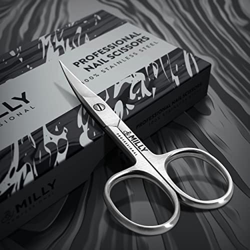High Carbon Stainless Steel Professional Nail Scissors for Manicure | Razor Sharp Curved Blade Beauty Scissors for Women (Silver)