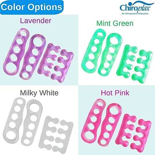 Chiroplax Toe Separators Stretchers Silicone Gel Spreader Spacer for Bunion Bunionette Relief Hammer Overlapping Toe Straightener Corrector (2 Pairs w/Pouch - Lavender)