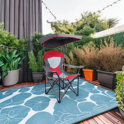 Heavy Duty Canopy Lounge Chair Sunshade Hiking Travel Chair with Cup Holder