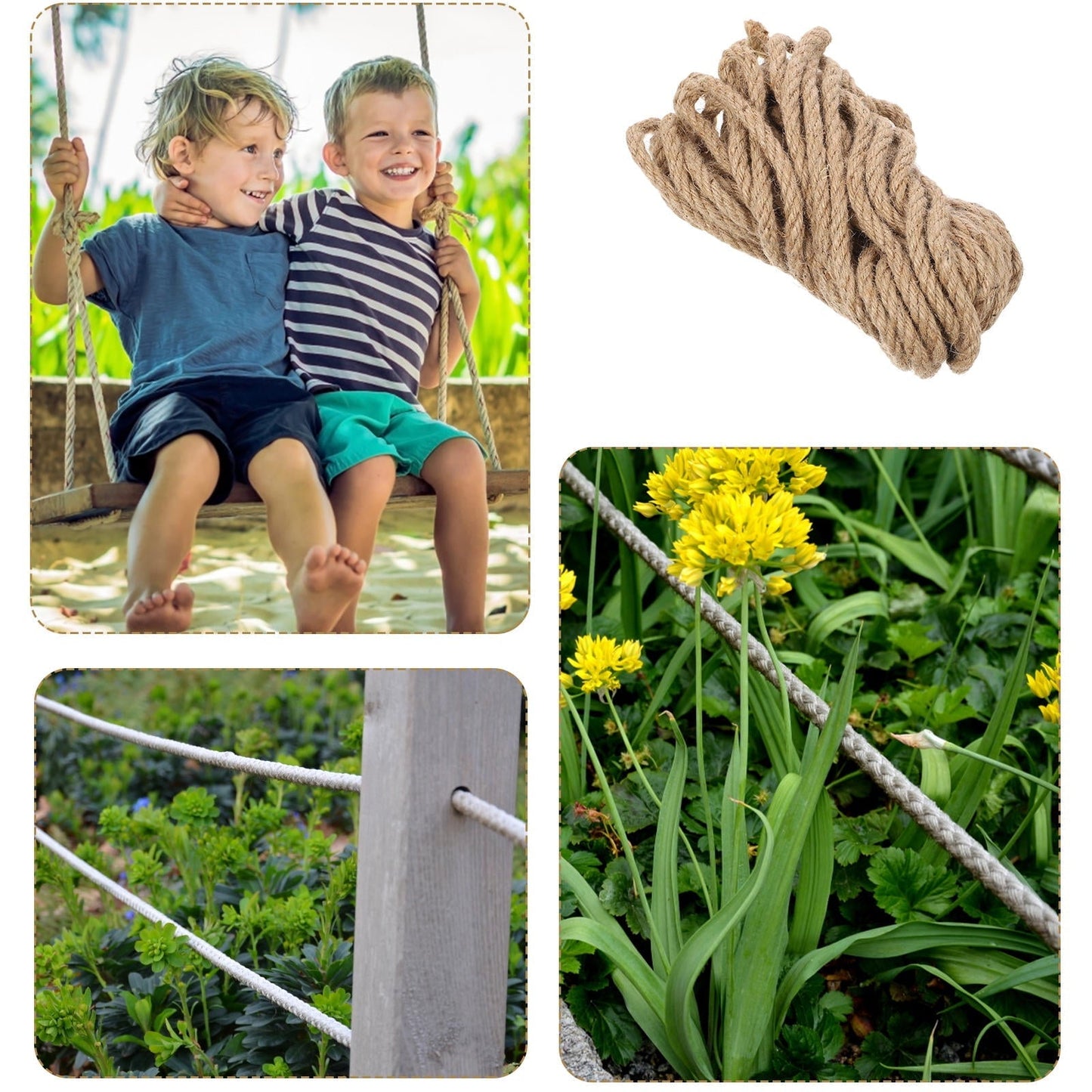 KAJNBN 1 Bundle Natural Jute Rope for Swing Bed in Brown 11.8X0.3X0.3in