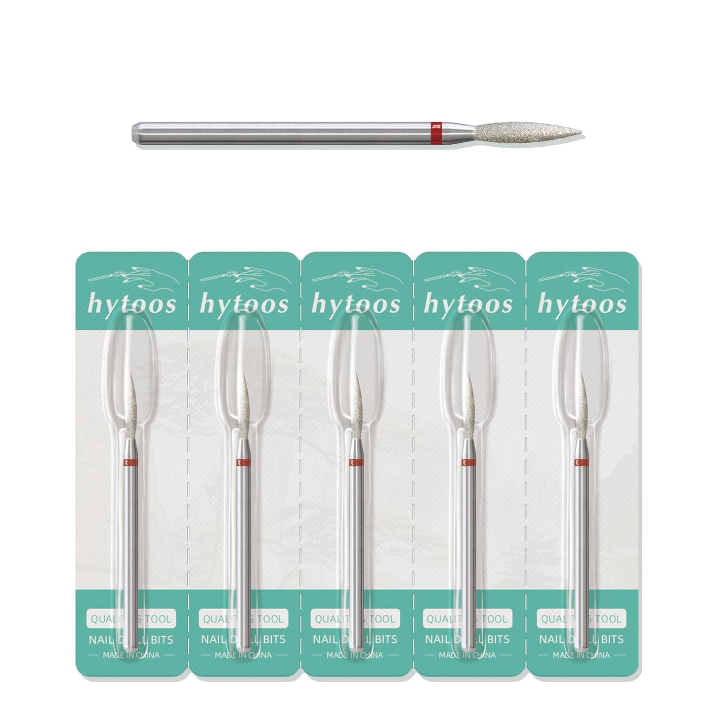 HYTOOS 2mm Long Flame Cuticle Clean Nail Drill Bits, 5Pcs/Set Russian Diamond Nail Bit Professional Safety Under Nail Cleaner Burr for Cuticle Dead Skin, Electric Nails Drill Accessories, Fine