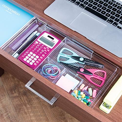 iDesign Clarity Expandable Drawer Organizer for Vanity, 18.5 Inches Wide, Clear