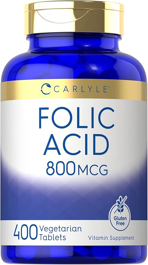 Carlyle Folic Acid 800 Mcg Tablets | 400 Count | Vegetarian, Non-GMO, Gluten Free