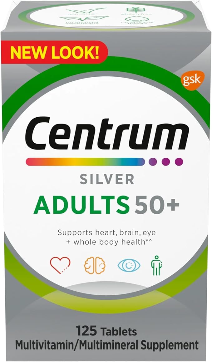 Centrum Silver Adults 50 Plus Vitamins, Multivitamin Supplement, for Men and Women, 125 Count (Pack of 1)