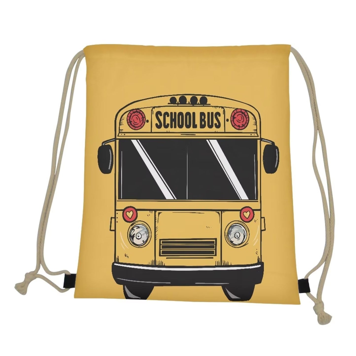 COEQINE 3D Yellow School Bus Drawstring Bag For Boys Girls 10-12 Age Lightweight Foldable Gym Backpack for Women,Yellow