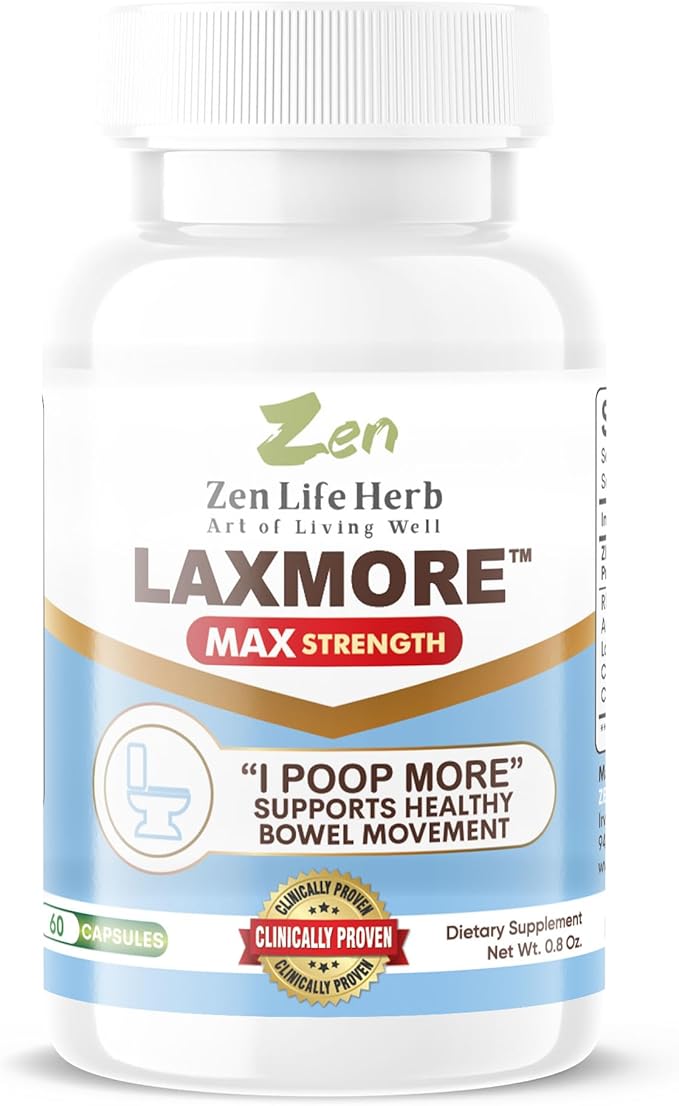 LAXMORE I Poop More Max Strength 100% Natural Plant-Based Supplement (60 Capsules)