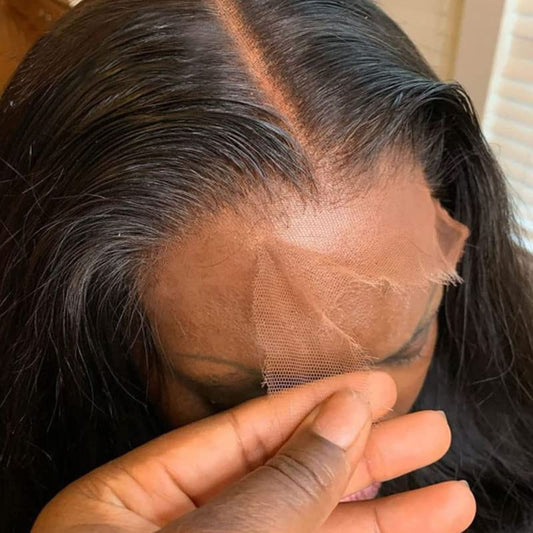 BEEOS 5x5 SKINLIKE Real HD Lace Closure Wig, 250% Density Body Wave 0.10mm Thin Invisible HD Lace Pre-Plucked Clean Hairline Bleached Knots Virgin Human Hair Wig 18 Inch