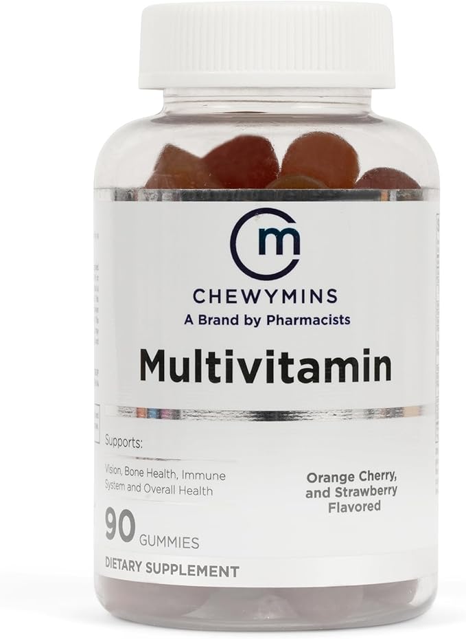 Halal Multivitamin Gummies - Organic, and Vegan - Supports Vision, Energy, and Immune Health - Orange, Cherry, and Strawberry Flavor - 90 Gummies