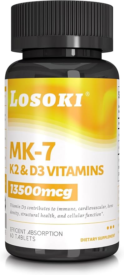 D3+K2 - Vitamin D3 and K2 Supplement for Bone and Heart Health - 60 Tablets