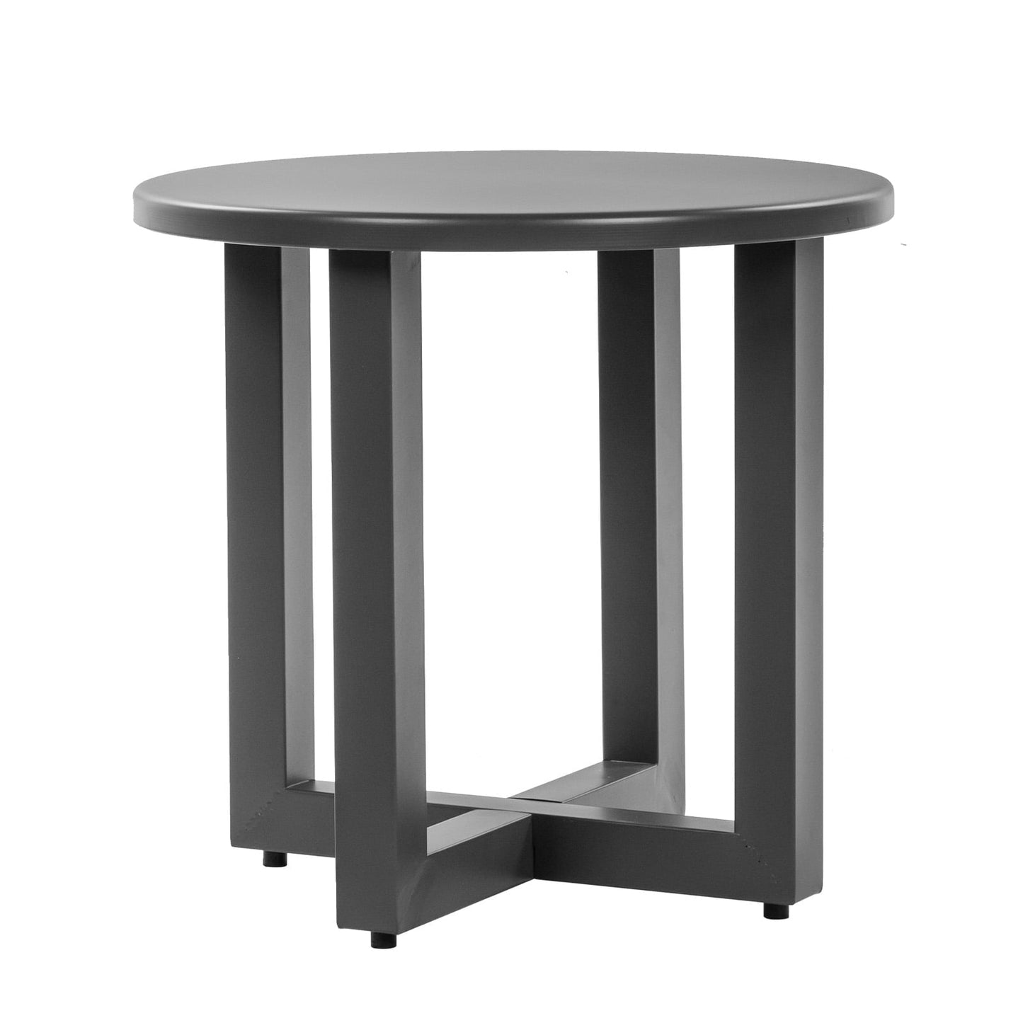 Buytoshop Outdoor Metal Round Side Table, Weather Resistant Patio End Table,Grey