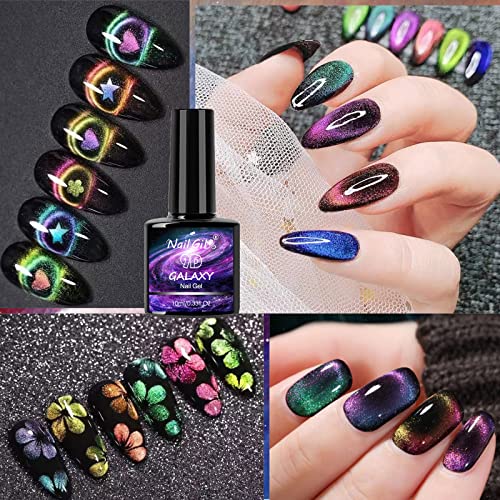 Cat Eye Gel Nail Polish with Magnet Stick, Chameleon Holographic Gel, Dual Colors Magic Effect, Professional Salon-Set