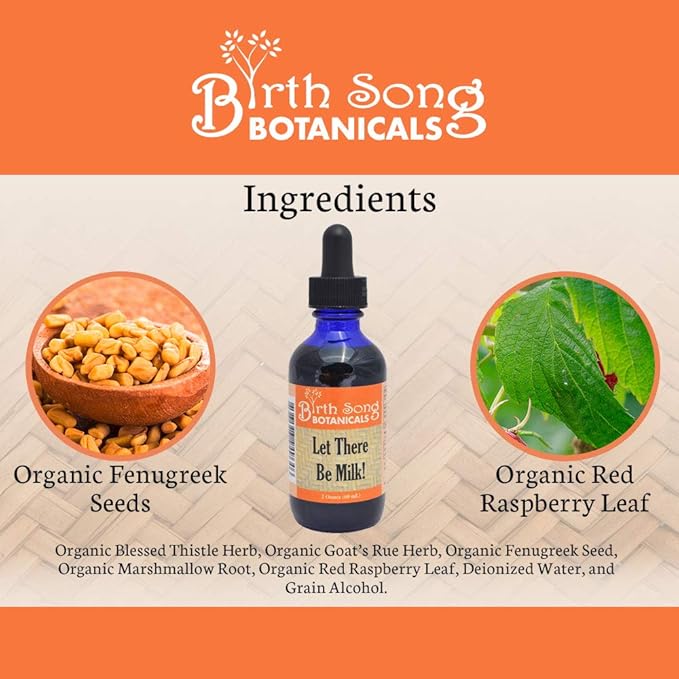 Let There Be Milk! Herbal Breastfeeding Tincture to Support Breast Milk Supply for Lactating and Pumping Moms with Fenugreek and Goat's Rue, 2oz Bottle