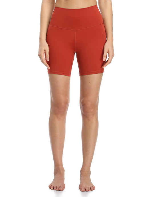 Colorfulkoala Women's High Waisted Biker Shorts with Pockets 6" Inseam Workout & Yoga Tights(XS, Orange)