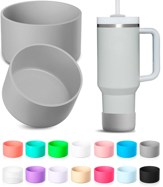 KTKUDY 2Pcs Silicone Boot for Stanley Quencher Tumbler H2.0 30 oz 40 oz & IceFlow 20 oz 30 oz & Intended for Hydro Flask Water Bottle 12-24 oz - Protective Cup Bottom Accessories Fits Stanley Cup