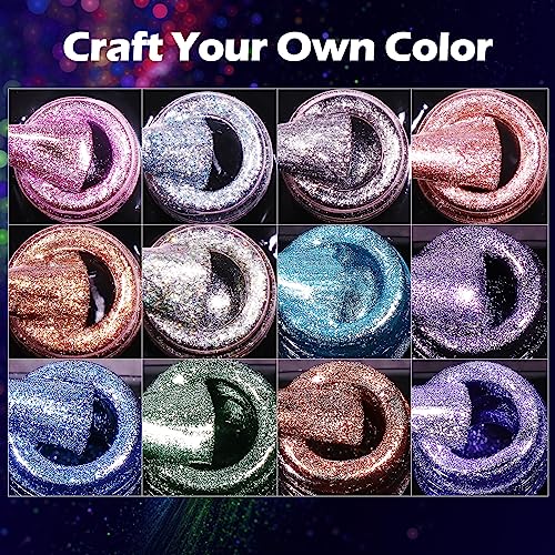 Clara Colors Cat Eye Gel Nail Polish Set - 12 Holographic Glitter Colors With Magnet, Romantic Galaxy Series, Long Lasting Soak Off UV LED