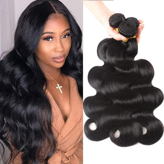 Katspon Human Hair Bundles Body Wave 3 Bundles 14 16 18 Inch Weave Bundles Human Hair 100% Unprocessed 12A Brazilian Hair Bundles Human Hair Extension for Black Women