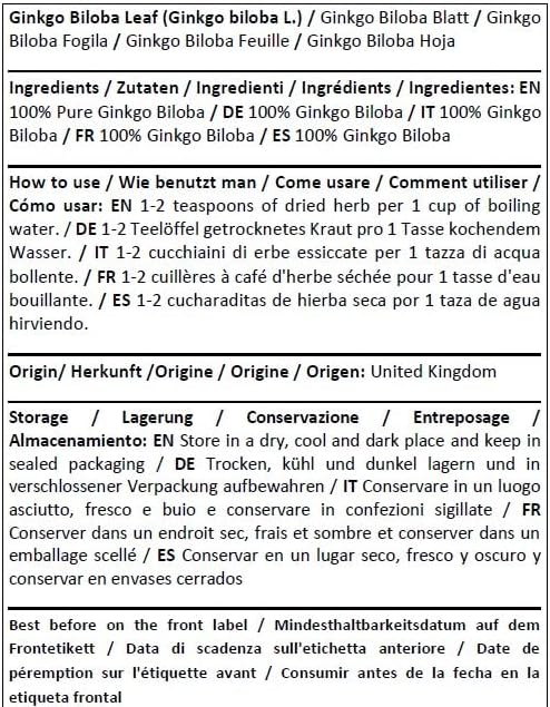 Herba Organica Ginkgo Biloba Leaf - Ginkgo Biloba L - Herbal Tea (100g)