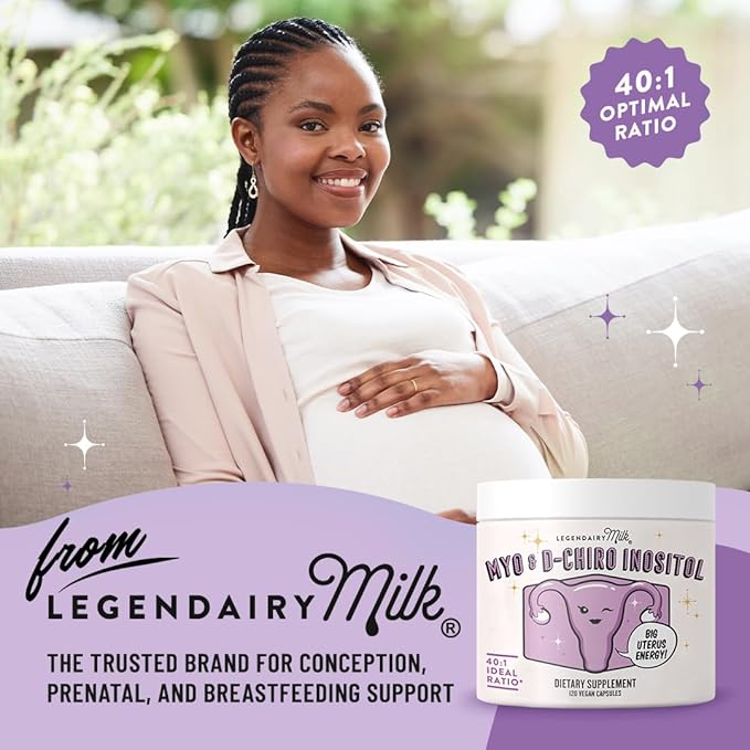 Legendairy Milk Pure Inositol Supplement - Myo Inositol and D-Chiro Inositol Capsules - Ideal 40:1 Ratio - Ovarian & Fertility Support for Women - 30 Day Supply
