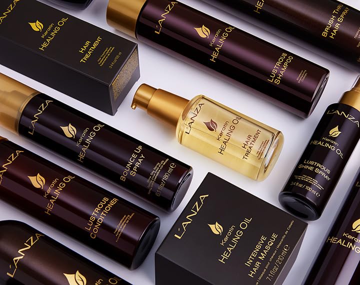 L'ANZA Keratin Healing Oil Brush Thru Hair Spray with Medium Hold Effect, For a Shiny Finishing and a Long-lasting Look, With Triple UV and Heat Protection, Suitable For All Hair Types (10.6 Fl Oz)