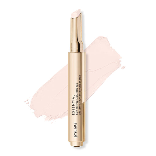 Jouer Essential High Coverage Concealer Pen - Under Eye Concealer for Dark Circles - Brightening Makeup for Eye Circles - Color Corrector Eye Primer with Hyaluronic Acid and Vitamin E