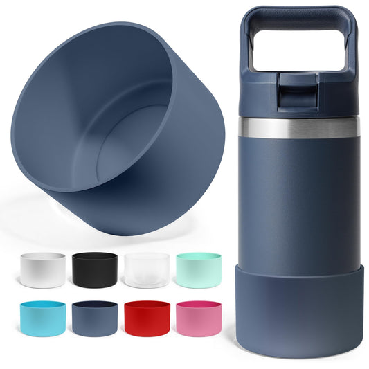 Jmoe USA Silicone Boot for Yeti Rambler Jr 12oz and 18oz Bottle | 2mm Sleeve | Anti-Slip Boot | Protector for the Bottom of your Bottle | Protects Against Damage | BPA Free Silicone (Navy)