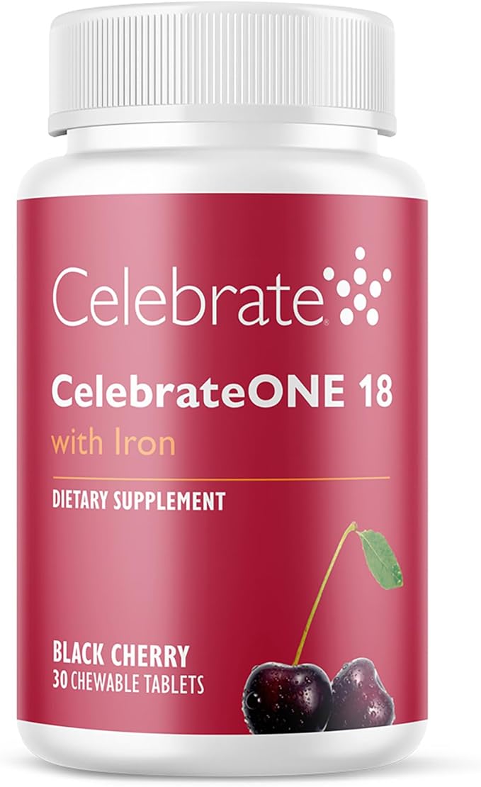Celebrate Vitamins CelebrateONE 18 Chewables, 18mg Iron - One A Day Bariatric Multivitamin, Essential Vitamins & Minerals - Gastric Bypass & Sleeve Gastrectomy Supplement - Black Cherry (30 Tablets)