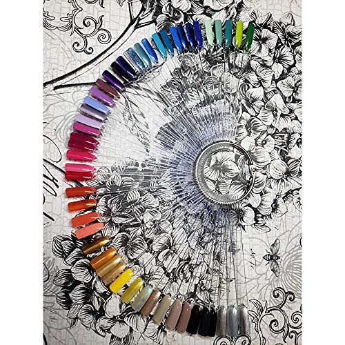 Hedume 12 Set Total 600 Tips Clear Nail Swatches Sticks with Metal Screw Split Ring Holder, Transparent Fan-shaped Nail Art Tips, Nail Art Supplies for Nail Art Polish Display and Home DIY