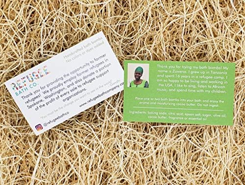 Color-Free Bath Bombs 7 Pack | 2.5 oz. Each | Cocoa Butter and Plant-Based Ingredients with No Dyes of Any Kind | Support Refugee Employment in USA (Cherry Almond)