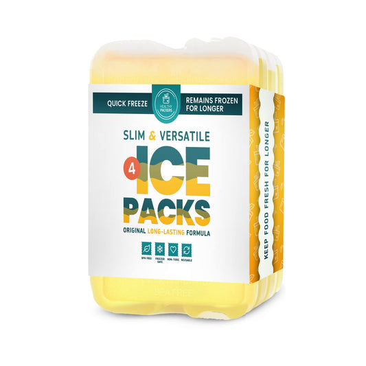 Healthy Packers Reusable Ice Packs for Lunch Bags and Coolers (Set of 4) - Slim & Long Lasting Freezer Packs for Lunch Box - Ideal Cool Pack for Lunchbox, Cooler, Cooler Bag (Yellow)