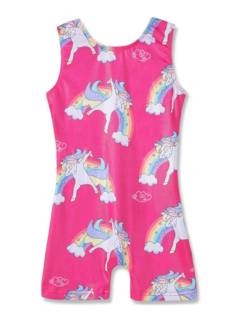 Leotards for Girls Gymnastics Unicorn Athletic Dance Wear Shiny Rainbow Blue Hotpink (Hotpink, 7-8 Years)