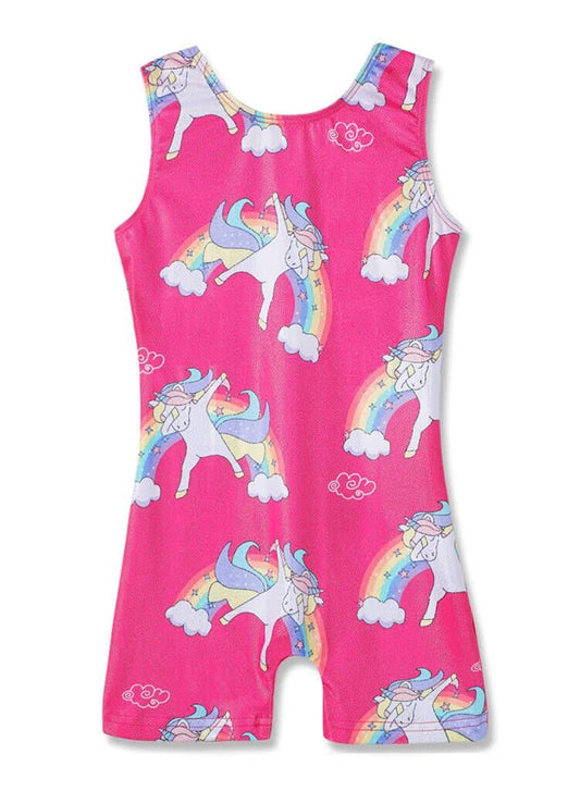 Leotards for Girls Gymnastics Unicorn Athletic Dance Wear Shiny Rainbow Blue Hotpink (Hotpink, 7-8 Years)